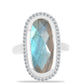 Inel din Argint 925 ( 4.53 grame ) cu Gullgruvene Labradorit și Topaz Alb 5.93 Carate