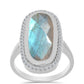 Inel din Argint 925 ( 4.53 grame ) cu Gullgruvene Labradorit și Topaz Alb 5.93 Carate