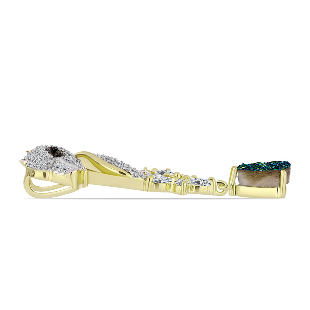 Pandantiv din Argint 925 Placat cu Aur ( 3.29 grame ) cu Drusy Verde și Spinel Negru 2.43 Carate