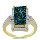 Inel din Argint 925 Placat cu Aur ( 3.69 grame ) cu Drusy Verde și Topaz Alb 4.88 Carate