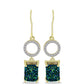 Cercei din Argint 925 Placat cu Aur ( 3.08 grame ) cu Drusy Verde și Topaz Alb 5.83 Carate