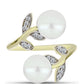 Inel din Argint 925 Placat cu Aur ( 3.44 grame ) cu Perlă de Apă Dulce Albă și Topaz Alb 4.96 Carate