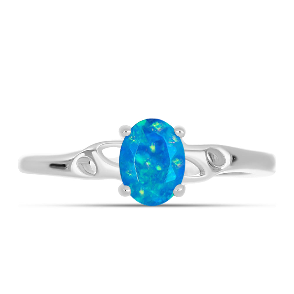 Inel din Argint 925 ( 1.93 grame ) cu Opal Albastru Etiopian Paraiba 0.47 Carate 1 