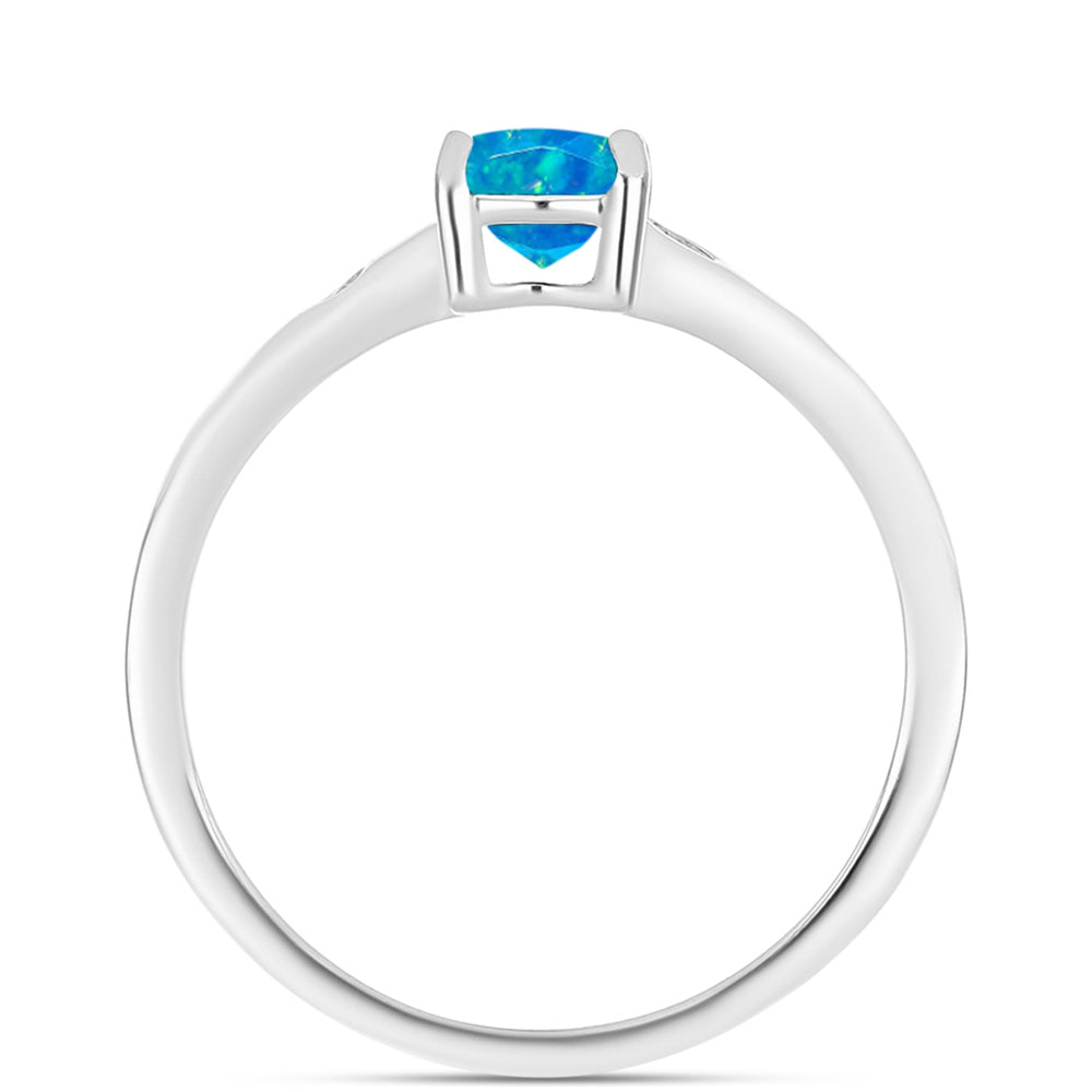 Inel din Argint 925 ( 1.93 grame ) cu Opal Albastru Etiopian Paraiba 0.47 Carate 2 