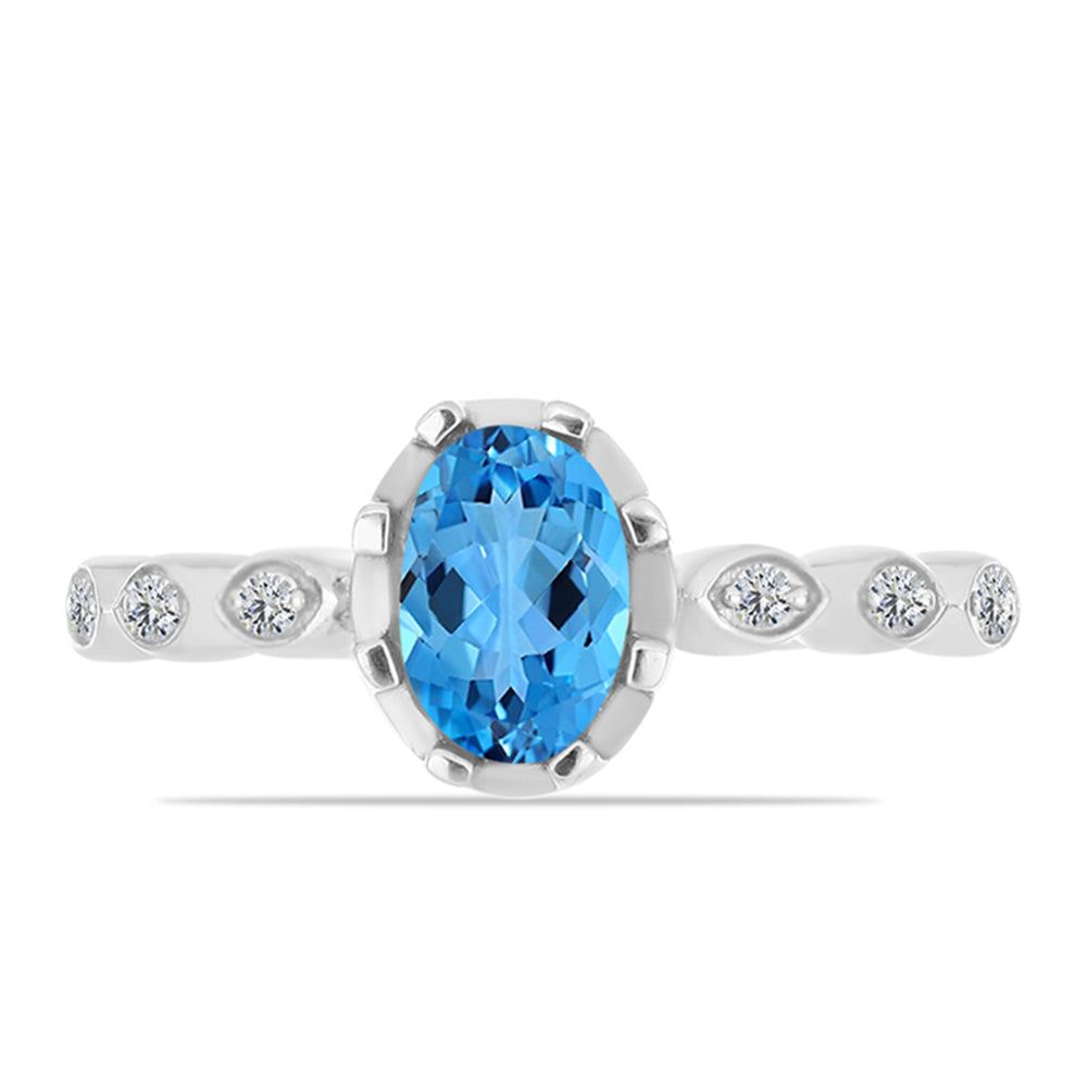 Inel din Argint 925 ( 2.5 grame ) cu Opal Albastru Etiopian Paraiba și Topaz Alb 0.55 Carate 1 