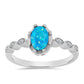 Inel din Argint 925 ( 2.5 grame ) cu Opal Albastru Etiopian Paraiba și Topaz Alb 0.55 Carate
