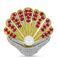 Broşă din Argint 925 Placat cu Aur ( 6.75 grame ) cu Rubin Malagasy și Perlă de Apă Dulce Albă 4.08 Carate