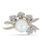 Broşă din Argint 925 Placat cu Aur ( 2.67 grame ) cu Perlă de Apă Dulce Albă și Topaz Alb 3.41 Carate