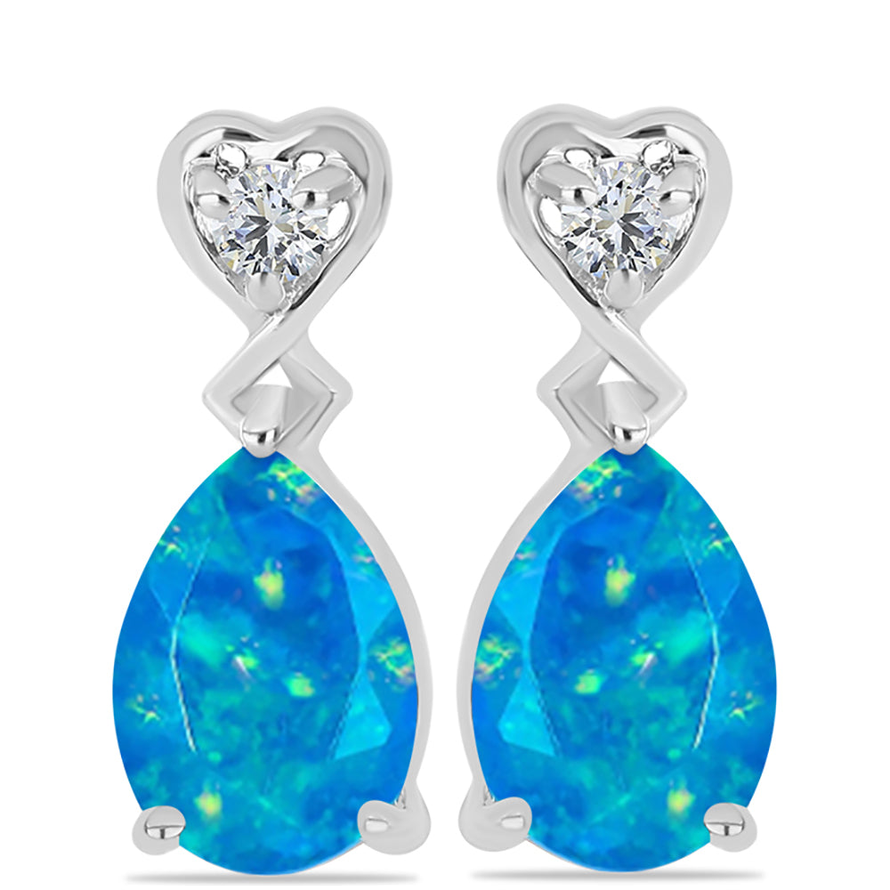 Cercei din Argint 925 ( 3.02 grame ) cu Opal Albastru Etiopian Paraiba și Topaz Alb 2.33 Carate