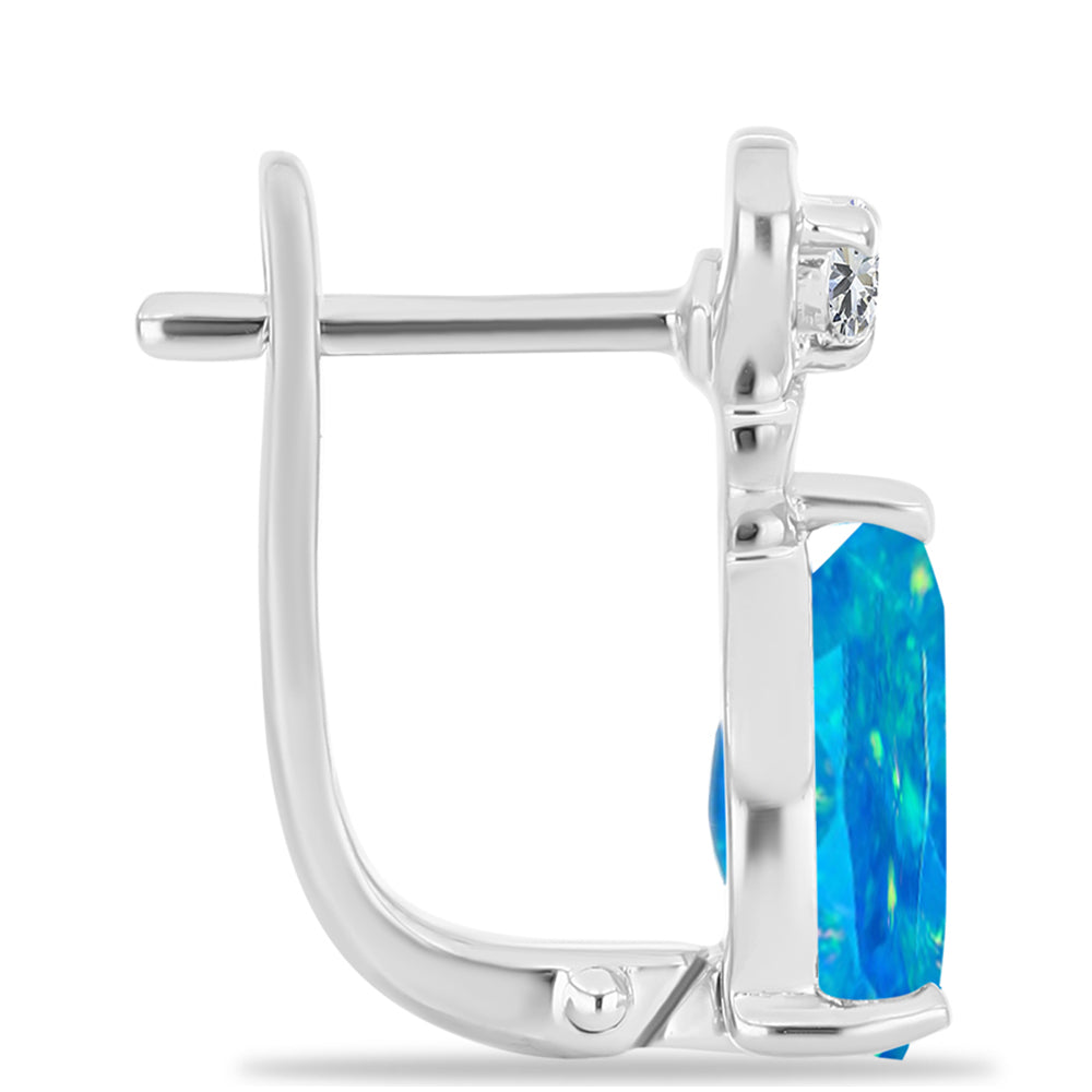 Cercei din Argint 925 ( 3.02 grame ) cu Opal Albastru Etiopian Paraiba și Topaz Alb 2.33 Carate 2 