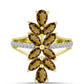 Inel din Argint 925 Placat cu Aur ( 3.7 grame ) cu Cuarț Coniac și Topaz Alb 2.67 Carate