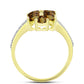 Inel din Argint 925 Placat cu Aur ( 3.7 grame ) cu Cuarț Coniac și Topaz Alb 2.67 Carate