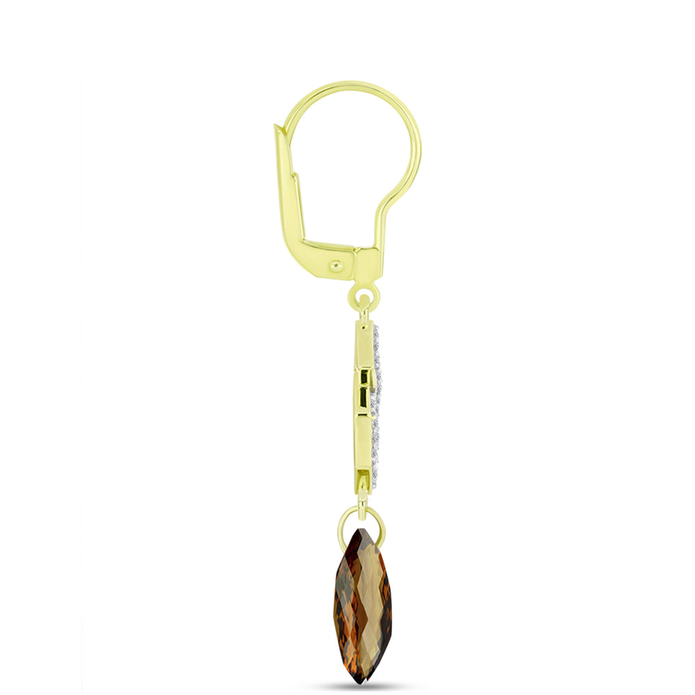 Cercei din Argint 925 Placat cu Aur ( 1.94 grame ) cu Cuarț Coniac și Topaz Alb 5.5 Carate