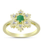 Inel din Argint 925 Placat cu Aur ( 3.02 grame ) cu Smarald Brazilian și Topaz Alb 0.36 Carate