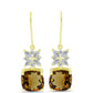 Cercei din Argint 925 Placat cu Aur ( 3.39 grame ) cu Cuarț Coniac și Topaz Alb 8.56 Carate