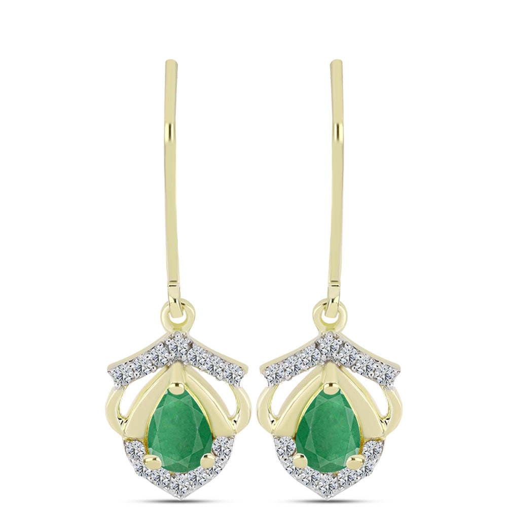 Cercei din Argint 925 Placat cu Aur ( 2.29 grame ) cu Smarald Brazilian și Topaz Alb 0.97 Carate