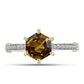 Inel din Argint 925 Placat cu Aur ( 2.5 grame ) cu Cuarț Coniac și Topaz Alb 2.11 Carate