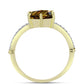 Inel din Argint 925 Placat cu Aur ( 2.5 grame ) cu Cuarț Coniac și Topaz Alb 2.11 Carate