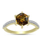 Inel din Argint 925 Placat cu Aur ( 2.5 grame ) cu Cuarț Coniac și Topaz Alb 2.11 Carate