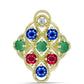 Inel din Argint 925 Placat cu Aur ( 4.02 grame ) cu Smarald Brazilian și Safir Albastru Australian 2.69 Carate