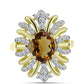 Inel din Argint 925 Placat cu Aur ( 5.14 grame ) cu Cuarț Coniac și Topaz Alb 2.87 Carate