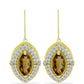 Cercei din Argint 925 Placat cu Aur ( 5.36 grame ) cu Cuarț Coniac și Topaz Alb 6.71 Carate