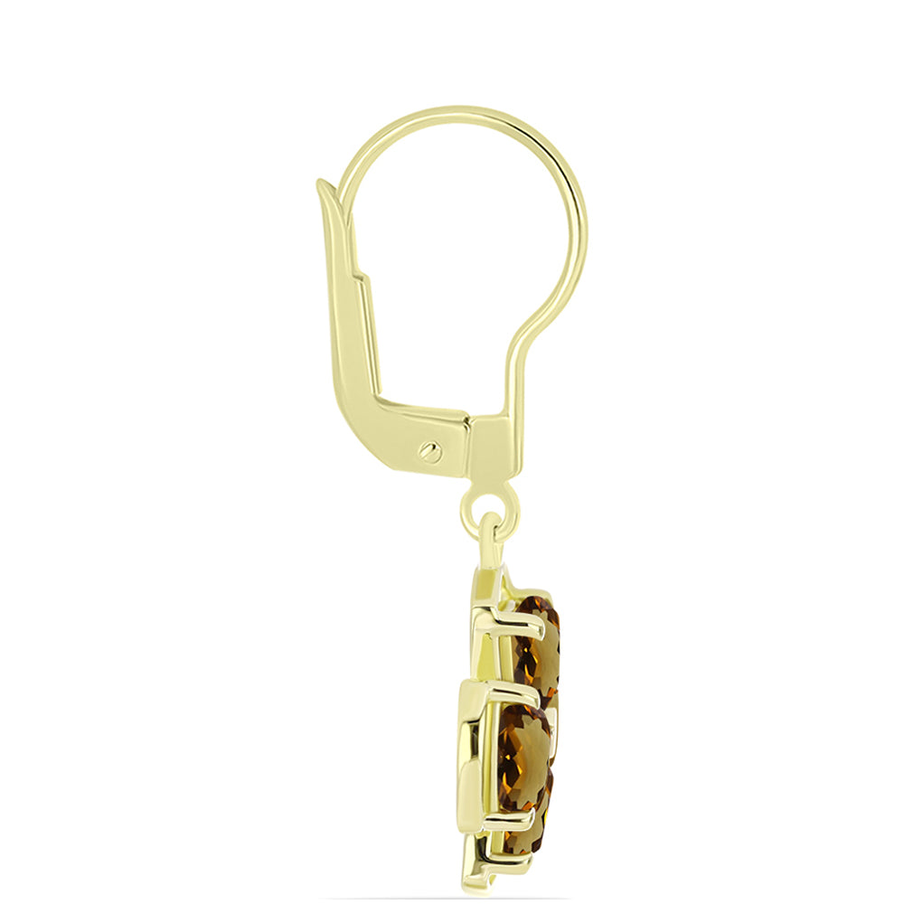 Cercei din Argint 925 Placat cu Aur ( 3.04 grame ) cu Cuarț Coniac 3.28 Carate