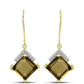 Cercei din Argint 925 Placat cu Aur ( 2.58 grame ) cu Cuarț Coniac și Topaz Alb 7.01 Carate