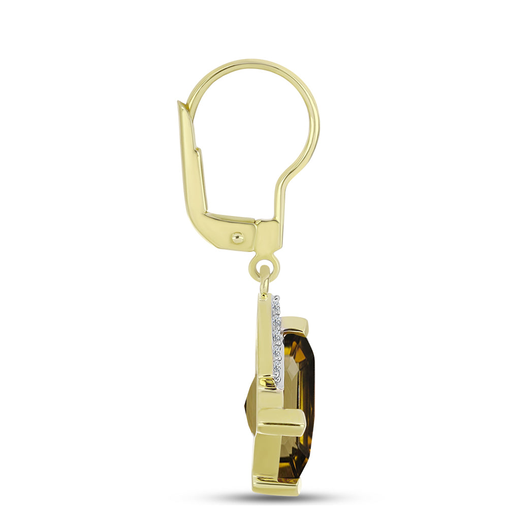 Cercei din Argint 925 Placat cu Aur ( 2.58 grame ) cu Cuarț Coniac și Topaz Alb 7.01 Carate 2 