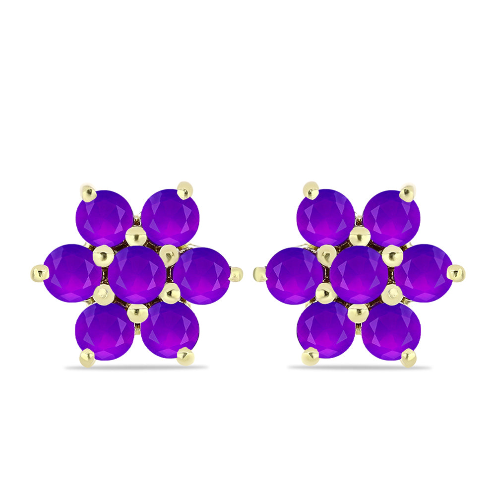 Cercei din Argint 925 Placat cu Aur ( 2.25 grame ) cu Agat Violet 1.51 Carate