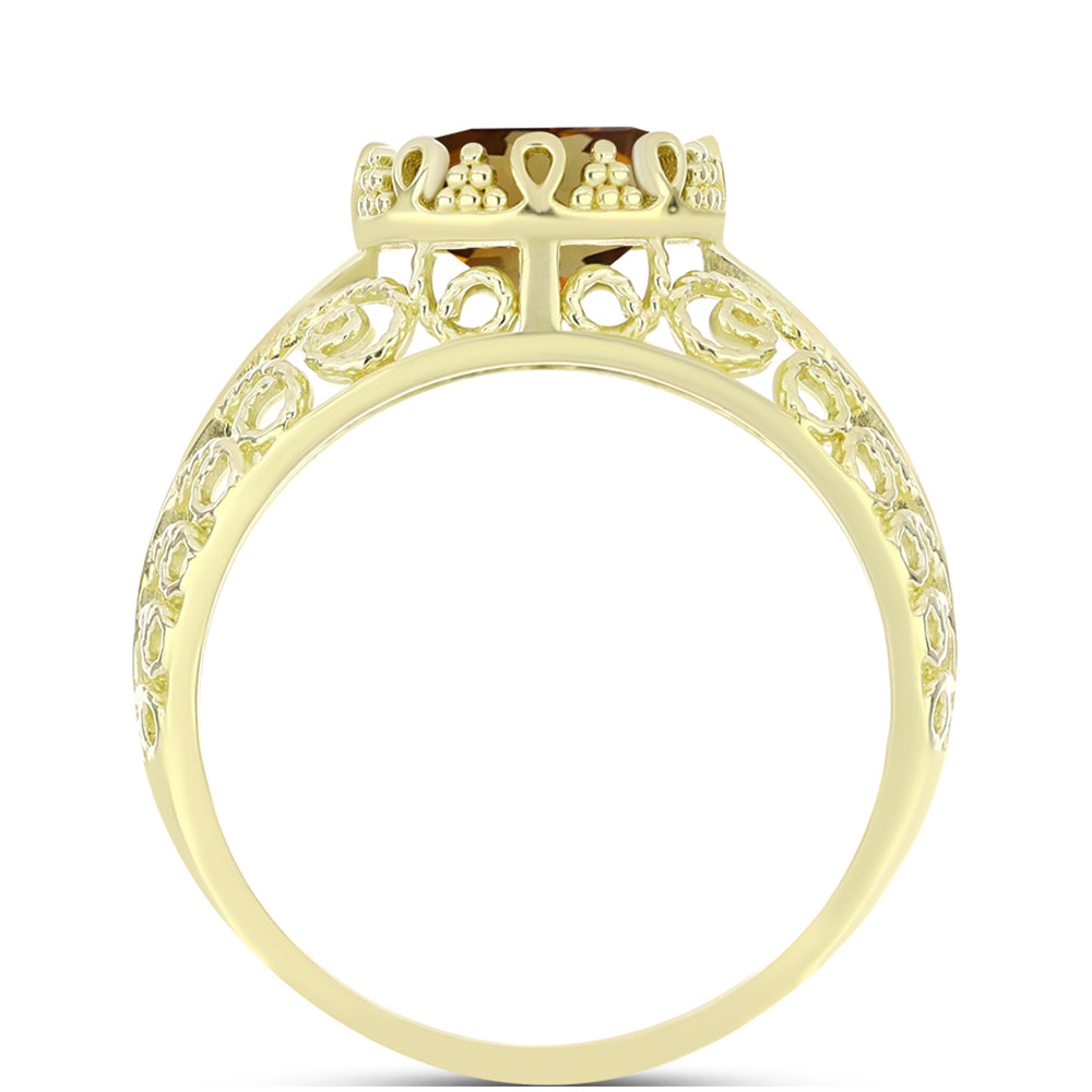 Inel din Argint 925 Placat cu Aur ( 4.33 grame ) cu Cuarț Coniac 2.63 Carate