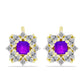 Cercei din Argint 925 Placat cu Aur ( 3.9 grame ) cu Agat Violet și Topaz Alb 2.68 Carate