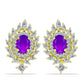 Cercei din Argint 925 Placat cu Aur ( 5.71 grame ) cu Agat Violet și Topaz Alb 2.82 Carate