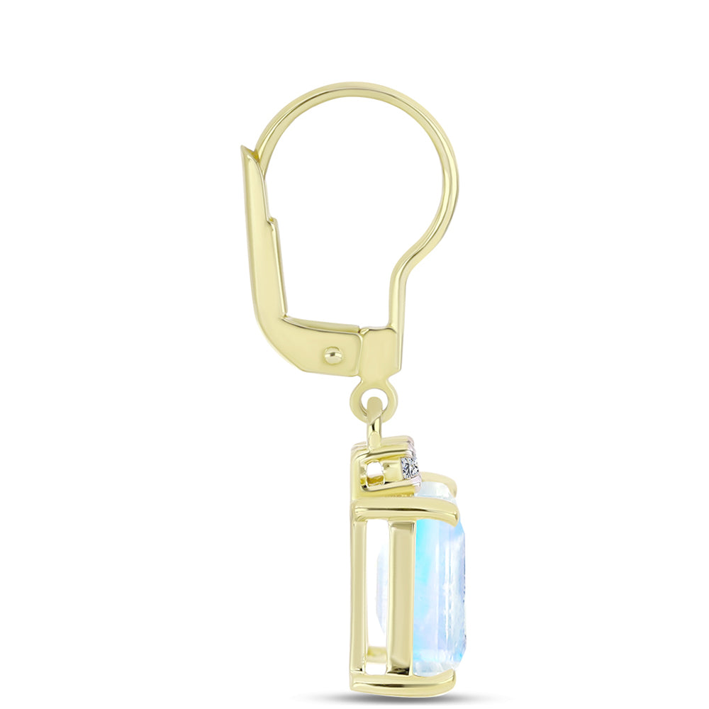 Cercei din Argint 925 Placat cu Aur ( 2.46 grame ) cu Piatra Lunii Curcubeu și Topaz Alb 4.56 Carate