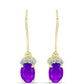 Cercei din Argint 925 Placat cu Aur ( 1.77 grame ) cu Agat Violet și Topaz Alb 1.4 Carate