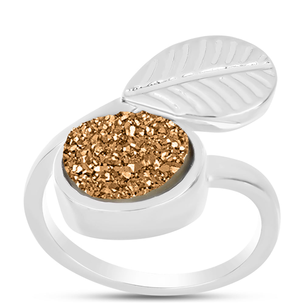 Inel din Argint 925 ( 4.5 grame ) cu Drusy Auriu 3.68 Carate 3 