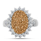 Inel din Argint 925 ( 4.09 grame ) cu Drusy Auriu și Topaz Alb 6.62 Carate