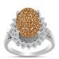 Inel din Argint 925 ( 4.09 grame ) cu Drusy Auriu și Topaz Alb 6.62 Carate