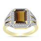 Inel din Argint 925 Placat cu Aur ( 4.59 grame ) cu Cuarț Coniac și Topaz Alb 2.35 Carate