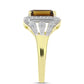 Inel din Argint 925 Placat cu Aur ( 4.59 grame ) cu Cuarț Coniac și Topaz Alb 2.35 Carate