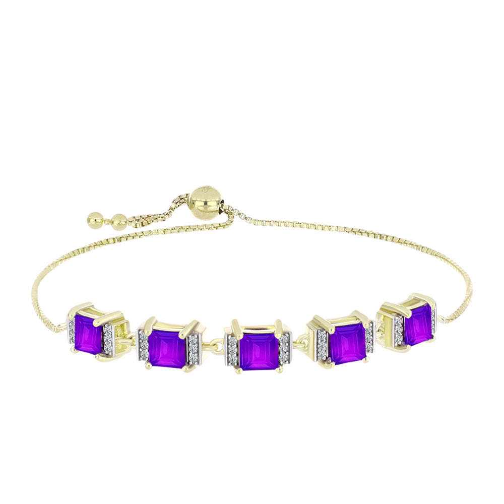 Brățară din Argint 925 Placat cu Aur ( 6.43 grame ) cu Agat Violet și Topaz Alb 3.03 Carate