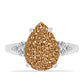 Inel din Argint 925 ( 2.83 grame ) cu Drusy Auriu și Topaz Alb 5.75 Carate