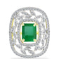 Inel din Argint 925 Placat cu Aur ( 4.41 grame ) cu Smarald Brazilian și Topaz Alb 3.28 Carate
