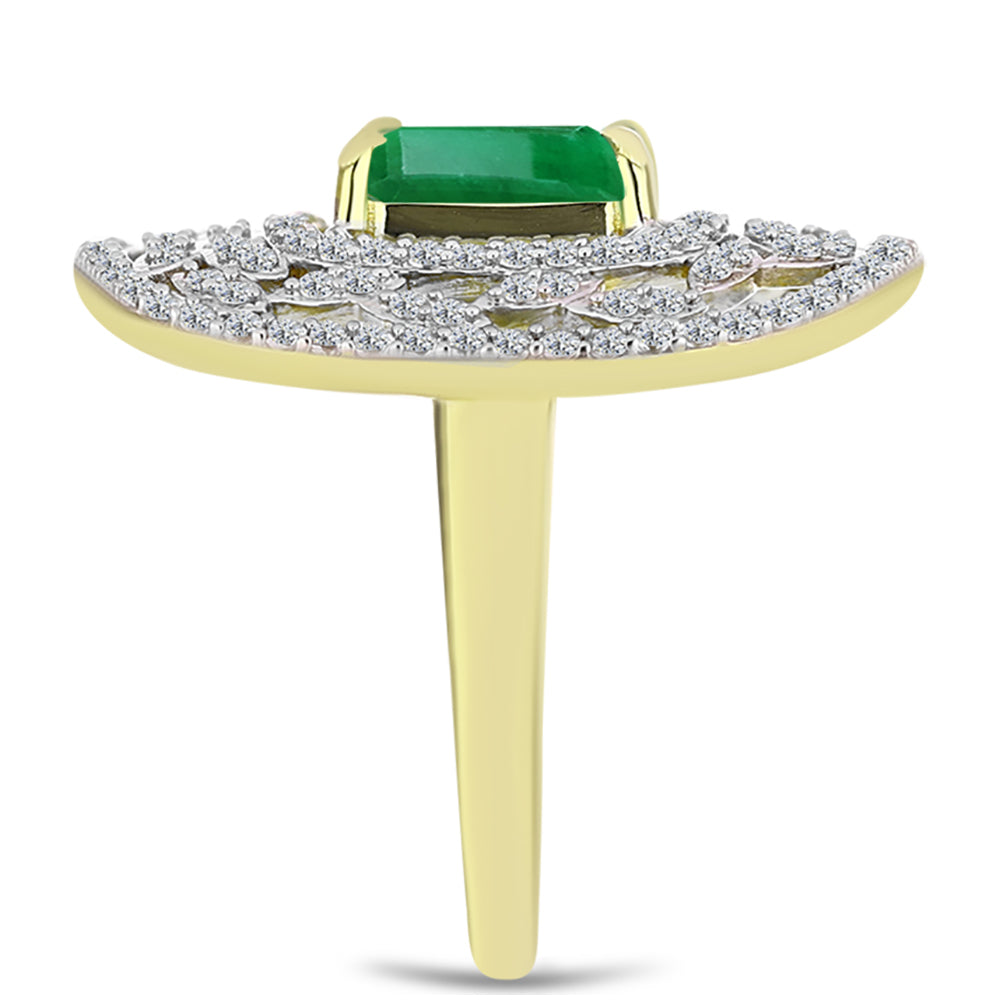 Inel din Argint 925 Placat cu Aur ( 4.41 grame ) cu Smarald Brazilian și Topaz Alb 3.28 Carate