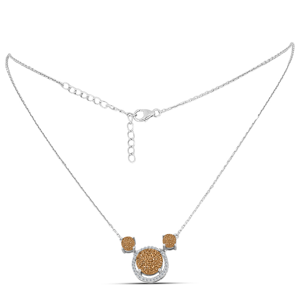 Colier din Argint 925 ( 4.43 grame ) cu Drusy Auriu și Topaz Alb 5.11 Carate 1 