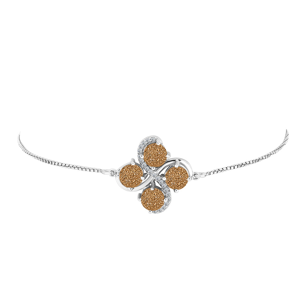 Brățară din Argint 925 ( 4.32 grame ) cu Drusy Auriu și Topaz Alb 3.99 Carate 2 