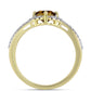 Inel din Argint 925 Placat cu Aur ( 2.19 grame ) cu Cuarț Coniac și Topaz Alb 1.03 Carate
