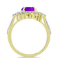 Inel din Argint 925 Placat cu Aur ( 3.59 grame ) cu Agat Violet și Topaz Alb 2.42 Carate