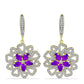 Cercei din Argint 925 Placat cu Aur ( 10.13 grame ) cu Agat Violet și Topaz Alb 3.97 Carate