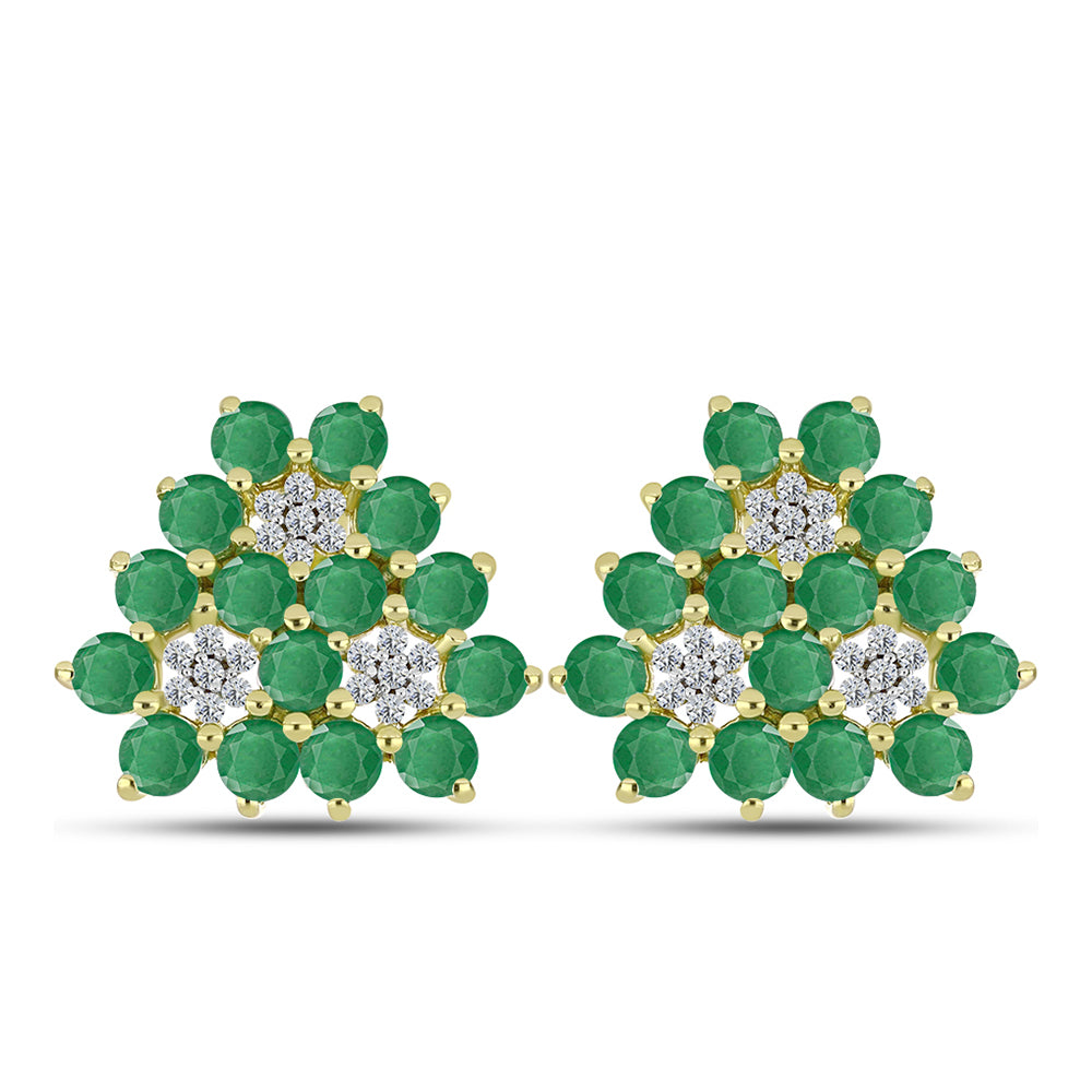 Cercei din Argint 925 Placat cu Aur ( 4.48 grame ) cu Smarald Brazilian și Topaz Alb 3.85 Carate